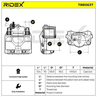 Brake Caliper RIDEX 78B0637 78B0637 - photo 5