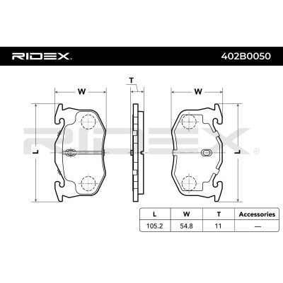 Brake Pads Set RIDEX 402B0050 402B0050 - photo 3