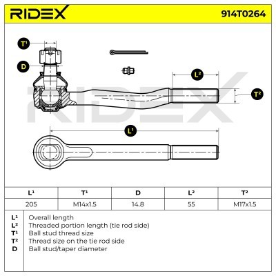 Tie Rod End RIDEX 914T0264 914T0264 - photo 6