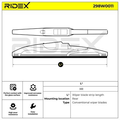 Щетка стеклоочистителя заднего стекла RIDEX 298W0011 298W0011 - photo 6