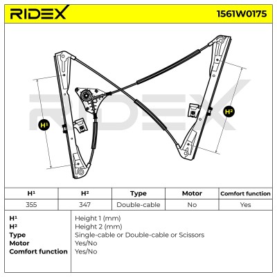 Window Regulator RIDEX 1561W0175 1561W0175 - photo 8