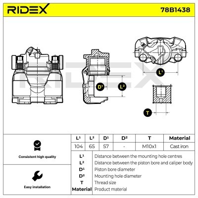 Brake Caliper RIDEX 78B1438 78B1438 - photo 3