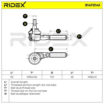 Tie Rod End RIDEX 914T0141 914T0141 - photo 5