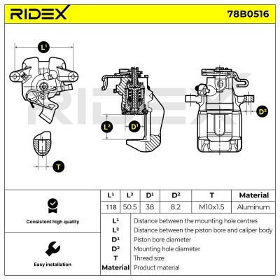 Brake Caliper RIDEX 78B0516 78B0516 - photo 7