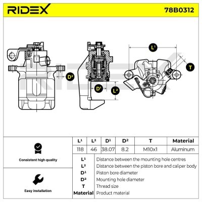 Brake Caliper RIDEX 78B0312 78B0312 - photo 6