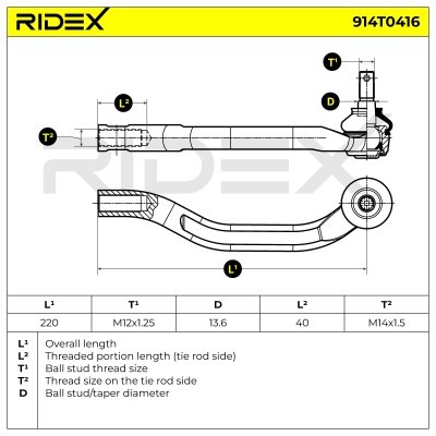 Tie Rod End RIDEX 914T0416 914T0416 - photo 6