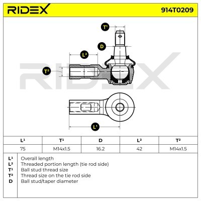 Tie Rod End RIDEX 914T0209 914T0209 - photo 5