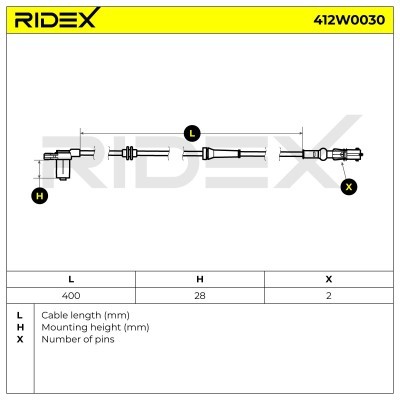 ABS Sensor RIDEX 412W0030 412W0030 - photo 3