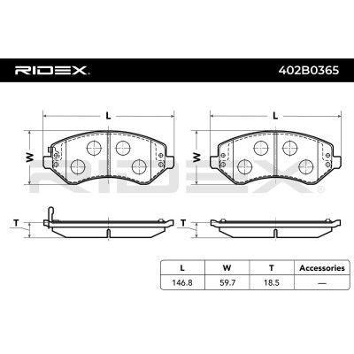 Brake Pads Set RIDEX 402B0365 402B0365 - photo 3