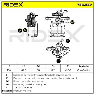 Brake Caliper RIDEX 78B2539 78B2539 - photo 7