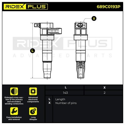 Ignition Coil RIDEX 689C0193P 689C0193P - photo 2