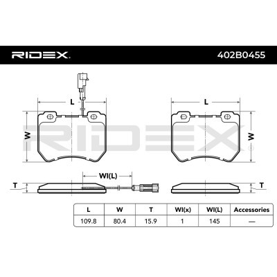 Brake Pads Set RIDEX 402B0455 402B0455 - photo 4