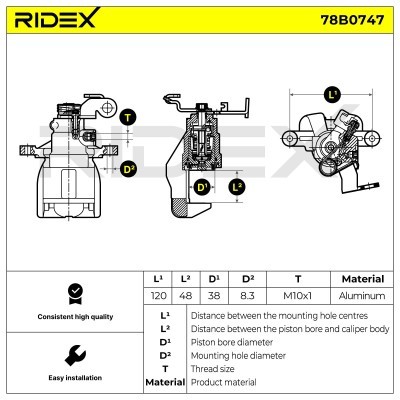 Brake Caliper RIDEX 78B0747 78B0747 - photo 6