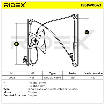 Window Regulator RIDEX 1561W0043 1561W0043 - photo 7