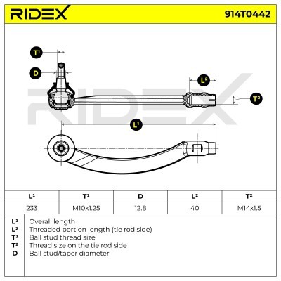 Tie Rod End RIDEX 914T0442 914T0442 - photo 7