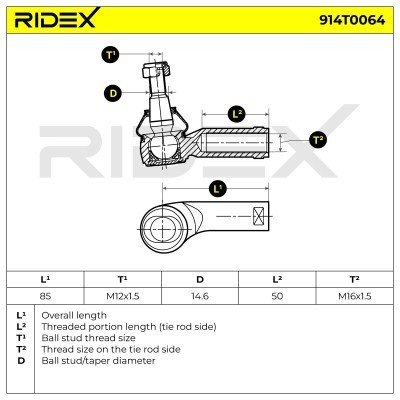 Tie Rod End RIDEX 914T0064 914T0064 - photo 7