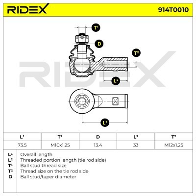 Tie Rod End RIDEX 914T0010 914T0010 - photo 6