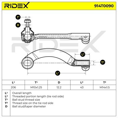 Tie Rod End RIDEX 914T0090 914T0090 - photo 4