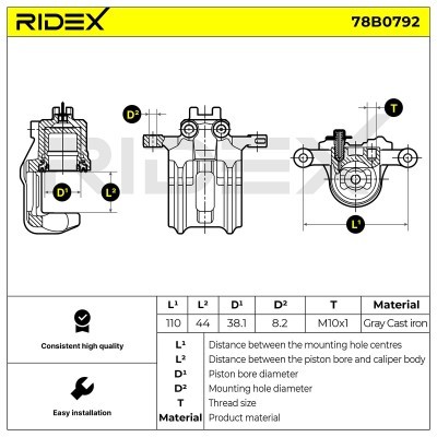 Brake Caliper RIDEX 78B0792 78B0792 - photo 5