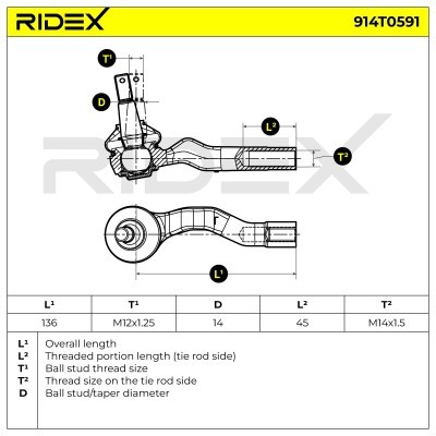 Tie Rod End RIDEX 914T0591 914T0591 - photo 5