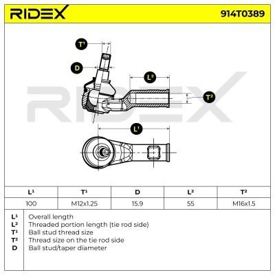 Tie Rod End RIDEX 914T0389 914T0389 - photo 5