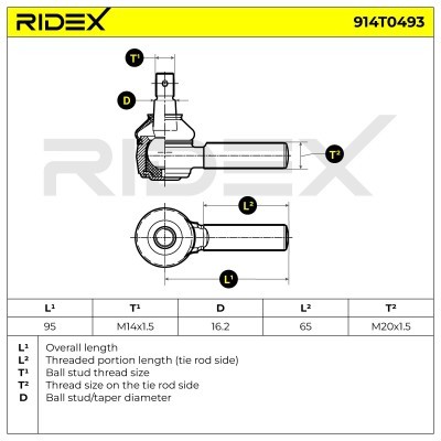 Tie Rod End RIDEX 914T0493 914T0493 - photo 4