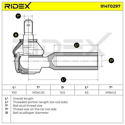 Tie Rod End RIDEX 914T0297 914T0297 - photo 5