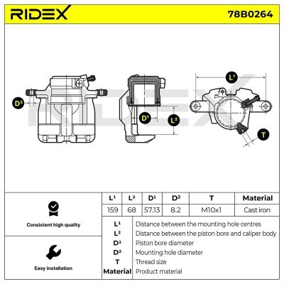 Brake Caliper RIDEX 78B0264 78B0264 - photo 2