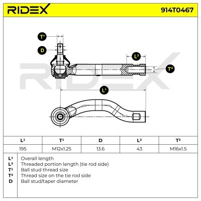 Tie Rod End RIDEX 914T0467 914T0467 - photo 7