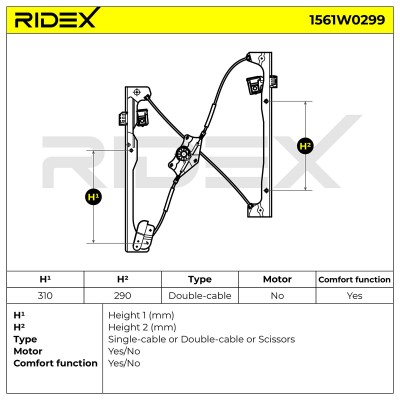 Window Regulator RIDEX 1561W0299 1561W0299 - photo 5