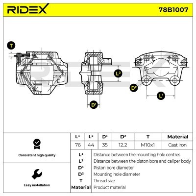 Brake Caliper RIDEX 78B1007 78B1007 - photo 6