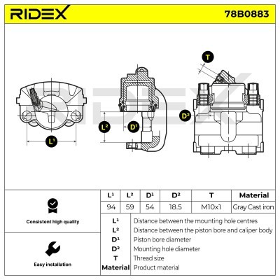 Brake Caliper RIDEX 78B0883 78B0883 - photo 6