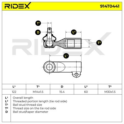 Tie Rod End RIDEX 914T0441 914T0441 - photo 6