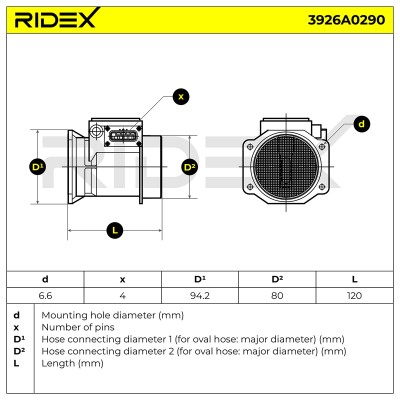 Air Mass Sensor RIDEX 3926A0290 3926A0290 - photo 6