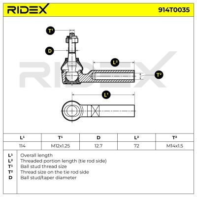 Tie Rod End RIDEX 914T0035 914T0035 - photo 6