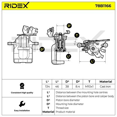 Brake Caliper RIDEX 78B1166 78B1166 - photo 6