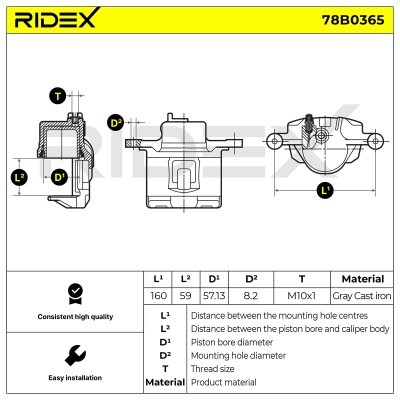 Brake Caliper RIDEX 78B0365 78B0365 - photo 6