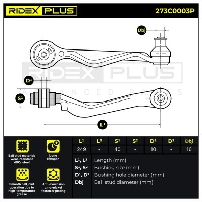 Control Arm RIDEX 273C0003P 273C0003P - photo 8