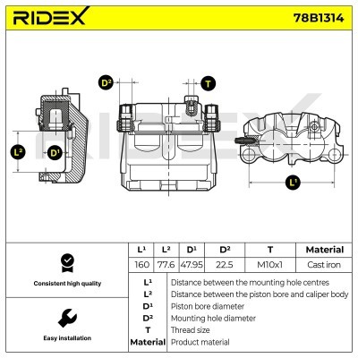 Brake Caliper RIDEX 78B1314 78B1314 - photo 6