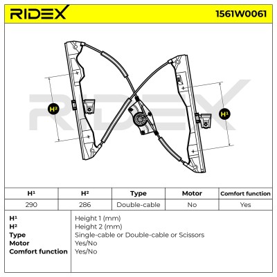 Window Regulator RIDEX 1561W0061 1561W0061 - photo 8
