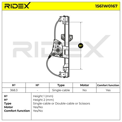 Window Regulator RIDEX 1561W0167 1561W0167 - photo 5