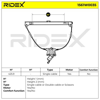 Window Regulator RIDEX 1561W0035 1561W0035 - photo 9