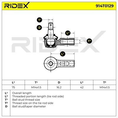 Tie Rod End RIDEX 914T0129 914T0129 - photo 5