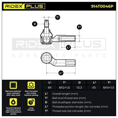 Tie Rod End RIDEX 914T0046P 914T0046P - photo 6