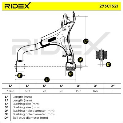 Control Arm RIDEX 273C1521 273C1521 - photo 8