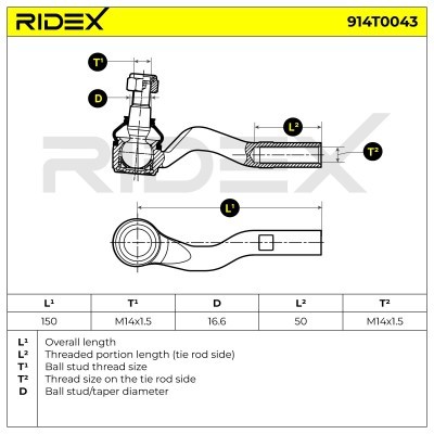 Tie Rod End RIDEX 914T0043 914T0043 - photo 4
