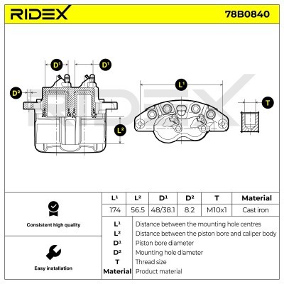 Brake Caliper RIDEX 78B0840 78B0840 - photo 6
