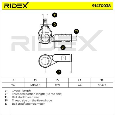 Tie Rod End RIDEX 914T0038 914T0038 - photo 6