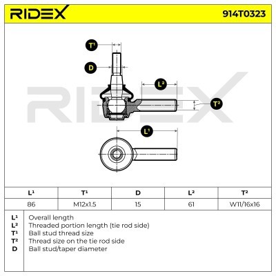 Tie Rod End RIDEX 914T0323 914T0323 - photo 6