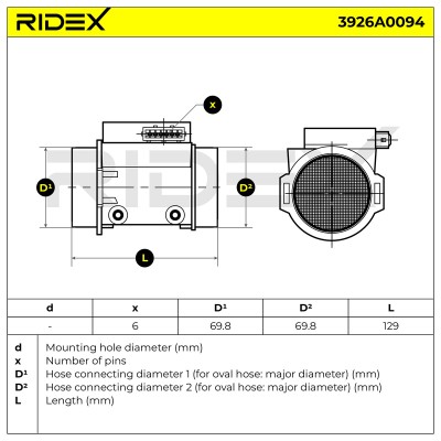 Air Mass Sensor RIDEX 3926A0094 3926A0094 - photo 6